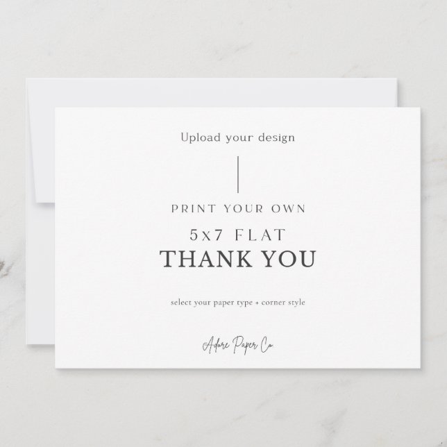 5x7 Platt Tack: Ladda upp din egen Tack Kort (Framsida)