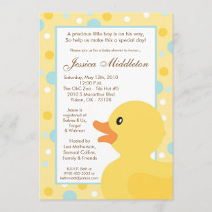 5x7 Polka Dot Rubber Ducky Baby Shower-inbjudan Inbjudningar