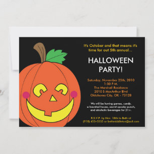 5x7 Pumpa Jack O Lantern Halloween-inbjudan Inbjudningar