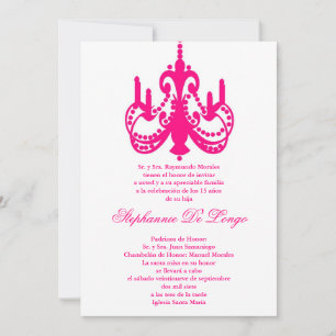 5x7 Rosa Chandelier Quinceanera-inbjudan Inbjudningar