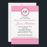 5x7 Rosa White Polka Dot 16th Birthday Inbjudan<br><div class="desc">De här sexton sexton Ljusare rosa och vita Födelsedagsfest inbjudan av Polka Dot är tryckta på en 5 x 7-storlekssorterad mjuk,  vibrerande,  matt 110 lb-färgad täckningsvikt papprare. Innehåller 50 % återvunnet innehåll. Perfekt för varje barndusch,  möhippa,  bachelorette,  bröllop eller födelsedagsinbjudan.</div>
