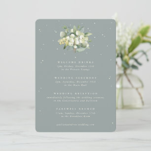 5x7 Seafoam Snowberry+Eucalyptus Bröllop Itinerary