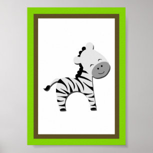 5X7 Sebra Jungle Animal Wall Art Poster