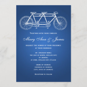 5x7 Simple Bröllop Tandem Bike Blue Inbjudningar