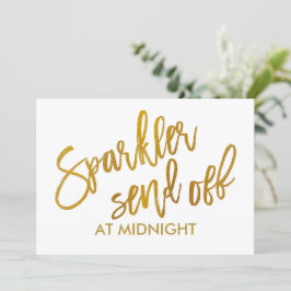 5X7 Sparkler Avskeds Tecken- Borst Skript Guld Fol