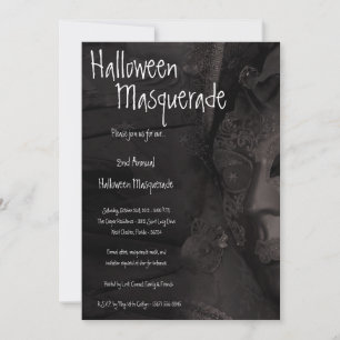 5x7 Svart maskerad Halloween Costume-inbjudan Inbjudningar