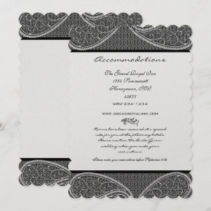 5x7 Svart & Vitt Vintage Paisley Damask Bröllop Inbjudningar