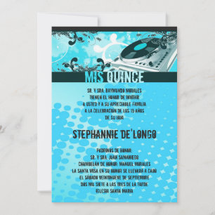 5x7 Teal DJ Turntable Quinceanera-inbjudan Inbjudningar
