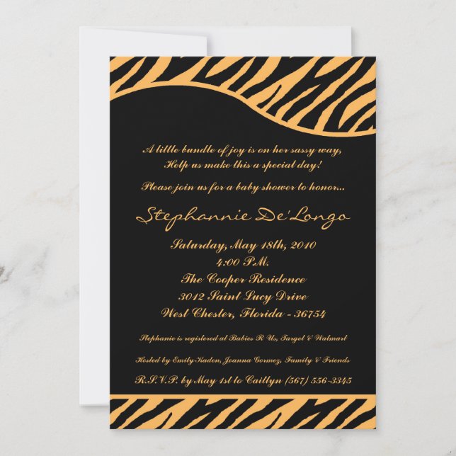 5x7 Tiger Animal Print Baby Shower-inbjudan Inbjudningar (Framsida)