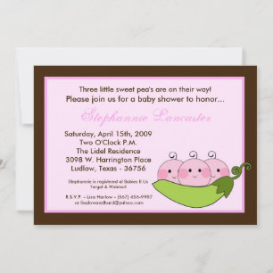 5x7 TRIPLET SweetPea i Pod Baby Shower-inbjudan Inbjudningar