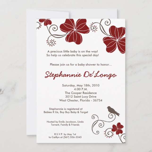 5x7 Tropical Luau Flower Baby Shower-inbjudan Inbjudningar (Framsida)