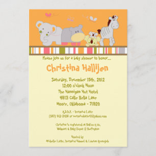 5x7 Tropisk Punch Djungel Baby Shower Inbjudan