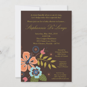 5x7 Tropiskt Hawaiianskt Blommig Baby Shower Inbju Inbjudningar