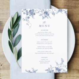 5x7-tums Victorian Blue Blommigt Bröllop Bord Menu Meny