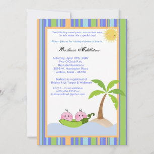 5x7 TWIN Sweetpea in Pod Baby Shower-inbjudan Inbjudningar