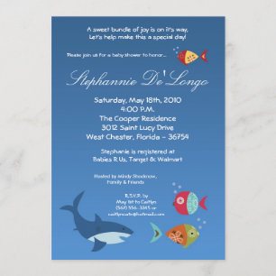 5x7 Under Sea SharkFish Baby Shower-inbjudan Inbjudningar