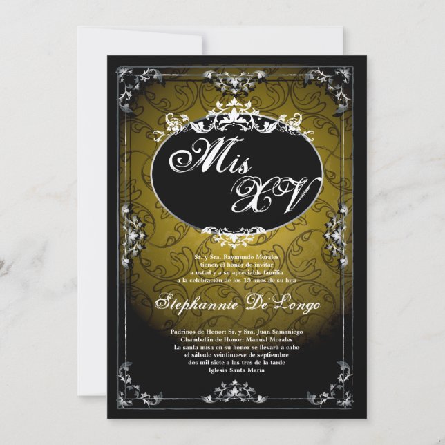 5x7 Vänsterbroach Quinceanera Birthday-inbjudan Inbjudningar (Framsida)