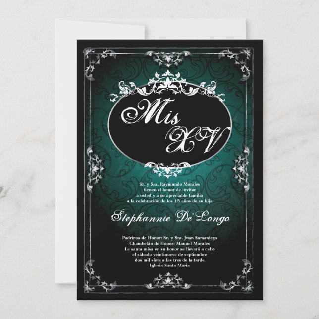 5x7 Vänsterbroach Quinceanera Birthday-inbjudan Inbjudningar (Framsida)