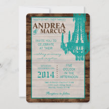 5x7 Western Rustik Ljuskrona Bröllopsinbjudan