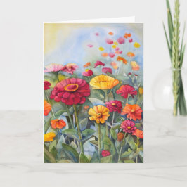 5x7 Zinnia-kort för vattenfärgning (tom insida) Kort