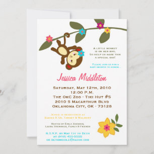 5x7Jungle Gym Monkey Dance Baby Shower-inbjudan Inbjudningar
