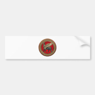 [600] Assyrian Winged Bull: Guld och Black Lamassu Bildekal