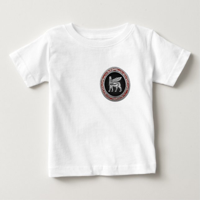 [600] Babylonian bevingad tjur [silver] [3D] T-shirt (Framsida)