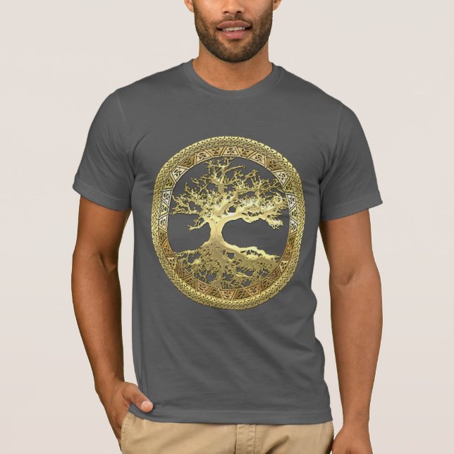 [600] Celtic livets träd [guld] Tee Shirt (Framsida)