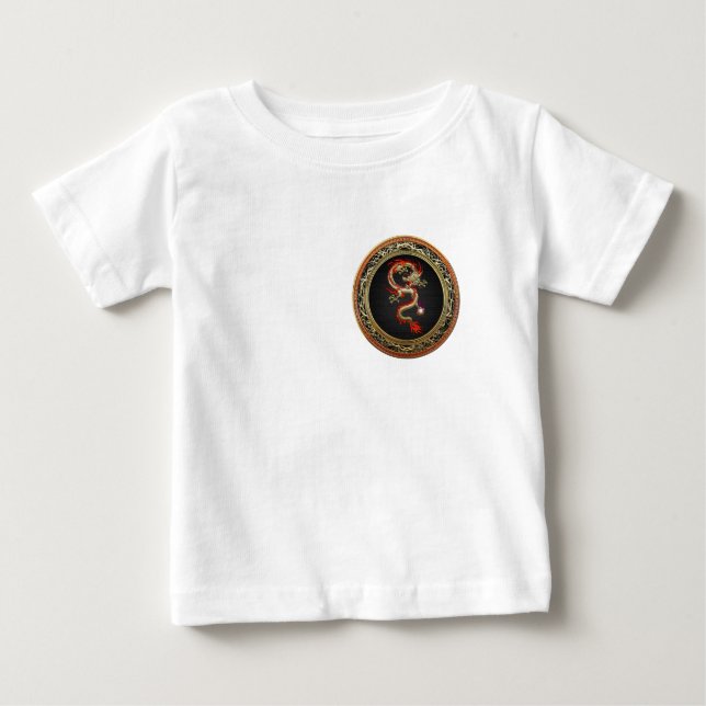 [600] Golden Chinese Dragon Fucanglong Tee Shirt (Framsida)