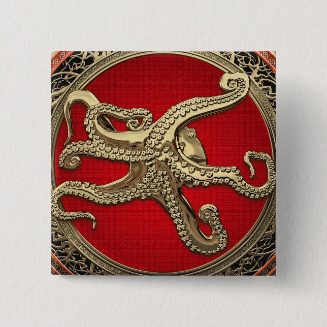 [600] Helig Guld Octopus i defensiv post Knapp (Framsida)