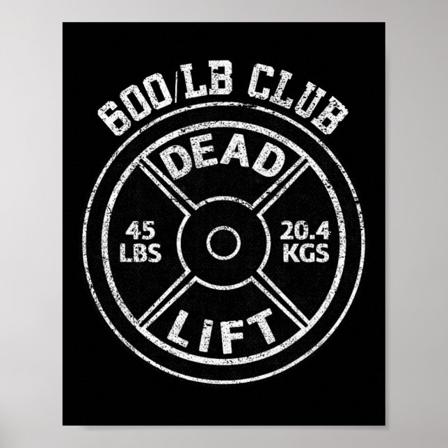 600 Pund Död Lyft Klubb Gym Styrkelyft Pow Poster (Framsidan)