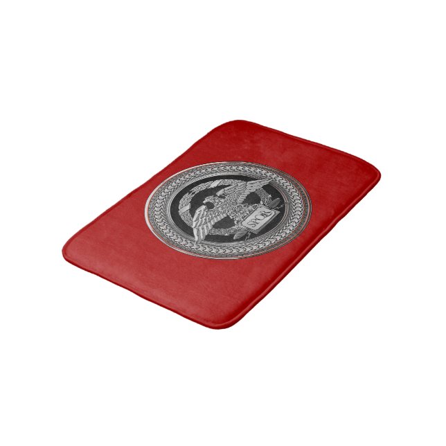 [600] Silver Roman Imperial Eagle över Medallion Badrumsmatta (Vinklad)