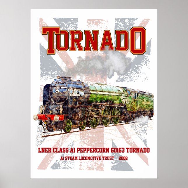 60163 Tornado Ånglokomotiv i vintage-stil Poster (Framsidan)
