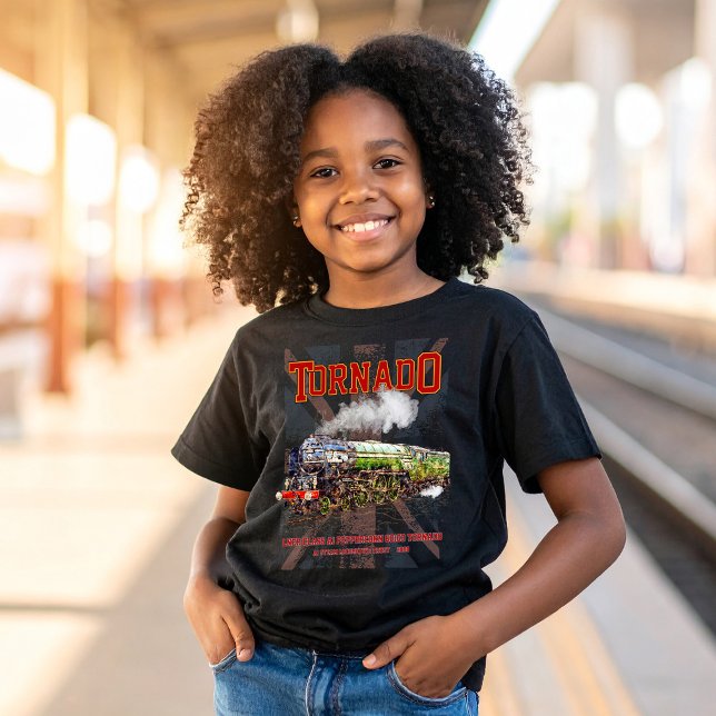 60163 Tornado Vintage Tåg-lok T Shirt (Tornado Vintage Steam Train English Locomotive. Girl Basic T-Shirt)