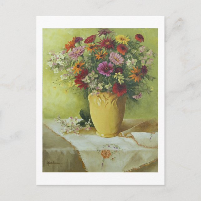 6021 Zinnias i Gult McCoy Vas Vykort (Framsida)