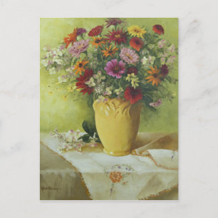 6021 Zinnias i Gult McCoy Vas Vykort