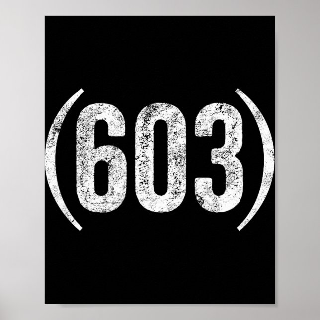 603 New Hampshire krisdrabbad områdeskod  Poster (Framsidan)