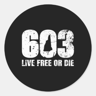 603 New Hampshire Product Live Free or Die Runt Klistermärke