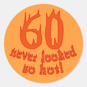 60 aldrig sett så varmt! runt klistermärke