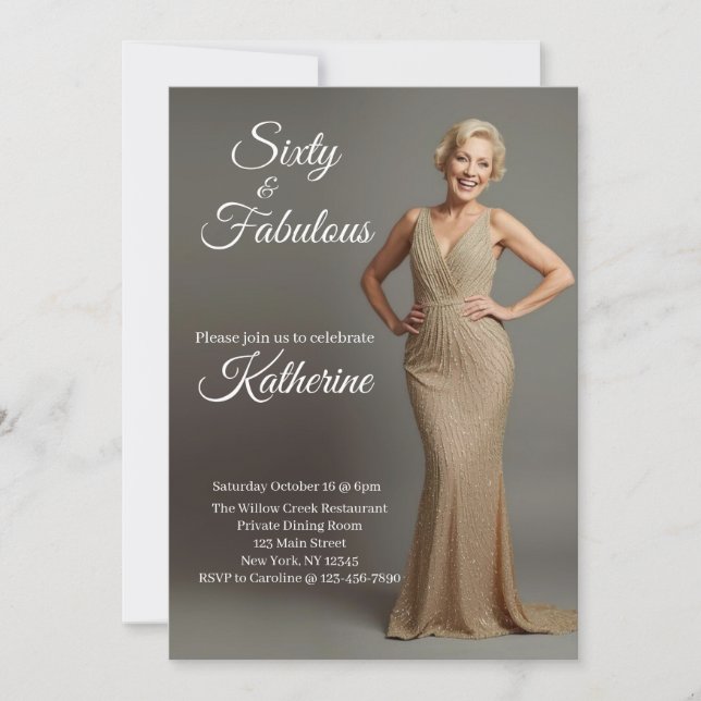 60 and Fabulous | 60th Birthday Party  Inbjudningar (Framsida)