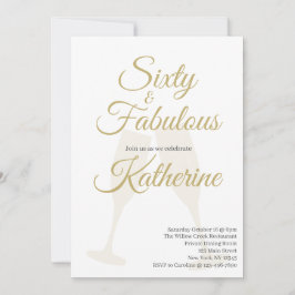 60 and Fabulous 60th Birthday Party White Gold Inbjudningar