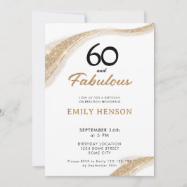 60 and Fabulous Gold 60th Birthday Invitation Inbjudningar