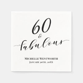 60 and Fabulous Sixtieth Birthday Elegant Script Pappersservett