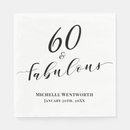 60 and Fabulous Sixtieth Birthday Elegant Script Pappersservett