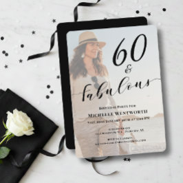 60 and Fabulous Sixtieth Birthday Photo Script Inbjudningar