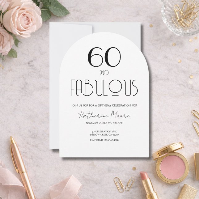 60 and Fabulous Sixty Birthday Invitation Inbjudningar (Skapare uppladdad)