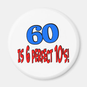 60 är 6 perfekta 10's (BLÅTT) Magnet