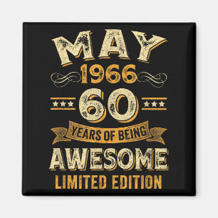 60 år fantastisk vintage maj 1966 60-årsdag magnet