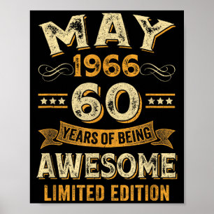 60 år fantastisk vintage maj 1966 60-årsdag poster