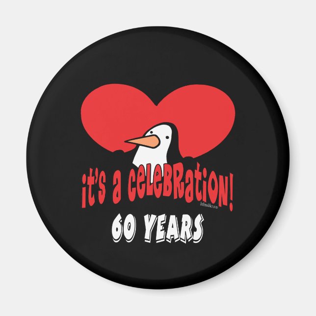 60 år Firande Penguin Magnet (Framsidan)